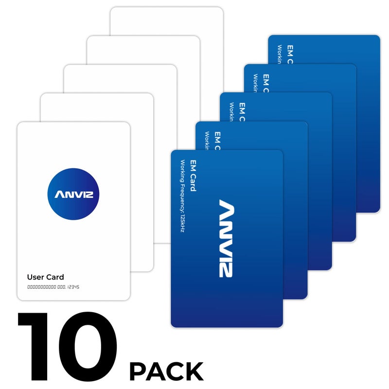 ANVIZ 10 Pack Proximity RFID Card, 125kHz EM Card, Time Clock Card, Employee Badge, Keyless Access Control, for Clock in and Out and Access Control System, Read only(3.3" x 2.1"), Card - Image 2